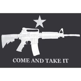 3' X 5' M4 CARBINE COME & TAKE IT BLACK FLAG