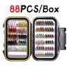 Kylebooker Fishing Dry Wet Flies Scud Nymph Midge Larvae Fishing Bait Box Trout Fishing Fly Hook Lures Carp Artificial Bait