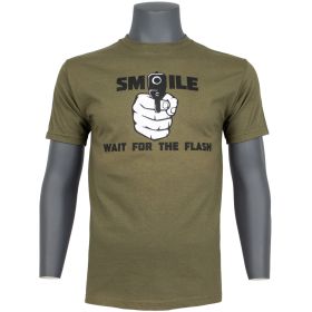 SMILE FOR THE FLASH MEN'S T (Option: SHIRT OLIVE DRAB  XXXL)