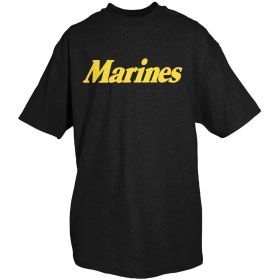 MARINES BLACK T (Option: SHIRT YELLOW IMPRINT  XXXL)