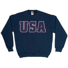 USA FLAG CREWNECK SWEATSHIRT GREY (Option: XXXL)