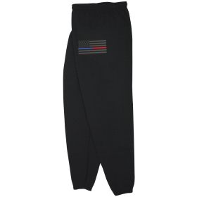 USA FLAG/THIN BLUE & RED LINE MENS SWEATPANT BLACK (Option: 3)