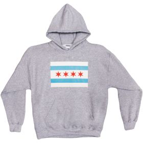 PULLOVER/HOODED GREY S/SHIRT (Option: CHICAGO FLAG XXXL)