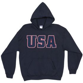 USA FLAG PULLOVER/HOOD SWEATSHIRT GREY (Option: XXXL)