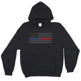 PULLOVER/HOODED POLICE/THIN BLUE & RED LINE BLACK (Option: L)