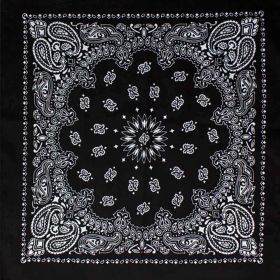 22" X 22" BANDANNA 12 PACK (Option: BLACK PAISLEY)