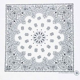 22" X 22" BANDANNA 12 PACK (Option: WHITE/BLACK PAISLEY)