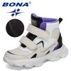 BONA 2022 New Designers High Top Winter Hiking Shoes Children Warm Sports Shoes Boys Non-slip Outdoor Plush Ankle Boots Girls